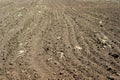 Close up of arable land soil recently ploughed for new season Royalty Free Stock Photo