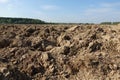 Close up of arable land soil recently ploughed for new season