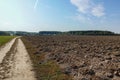 Close up of arable land soil recently ploughed for new season Royalty Free Stock Photo