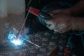 Close up of arc welding Royalty Free Stock Photo