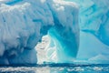 Close-up arch of the iceberg. Antarctic landscape.
