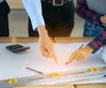 Close up Architects Hands Working