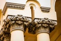 Close up of architectural details of elegant facade building