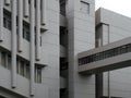 Close up architectural details of the roger stevens building a 1960s brutalist building at the university of leeds