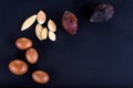 Close up of Argan fruits on a chalkboard