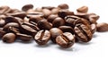 aromatic roasted coffee beans against a plain white background Royalty Free Stock Photo