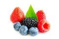 Studio shot mixed berries isolated on white Royalty Free Stock Photo