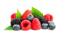 Studio shot mixed berries isolated on white Royalty Free Stock Photo