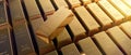Close up of multiple fine gold bars Royalty Free Stock Photo