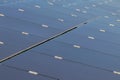 Close up array of thin film solar cells or amorphous silicon solar cells or photovoltaics in solar power plant