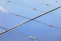 Close up array of thin film solar cells or amorphous silicon solar cells or photovoltaics in solar power plant