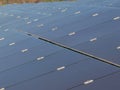 Close up array of thin film solar cells or amorphous silicon solar cells in solar power plant