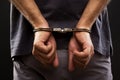 Close-up. Arrested man handcuffed Royalty Free Stock Photo