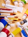 Close up of art supplies. Royalty Free Stock Photo