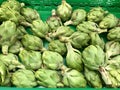 Close-up artichoke vegetables in a box Royalty Free Stock Photo