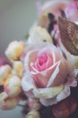 Close up of artificial flowers; floral background Royalty Free Stock Photo