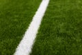 Close-up of artificial turf of soccer pitch. Soccer football field detail Royalty Free Stock Photo