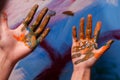 Close up of artist hands