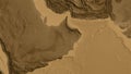 Oman area. Sepia elevation map Royalty Free Stock Photo