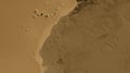 Western Sahara area. Sepia elevation map Royalty Free Stock Photo