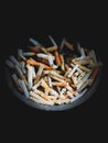 Close up ashtray in dark scene Royalty Free Stock Photo