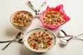 Traditional Turkish Dessert Asure,Noah`s Pudding in stylish bowl Royalty Free Stock Photo