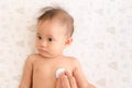 Close up Asian baby health check with stethoscope Royalty Free Stock Photo