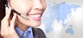 Close up of asian business woman operator Royalty Free Stock Photo