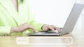 Close up asian business woman using computer laptop, Business asian woman working in office use computer laptop, Business woman Royalty Free Stock Photo