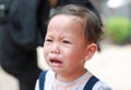 Close up Asian little boy crying with tearful on her face