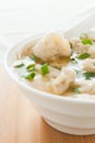 Close-up asian wonton soup