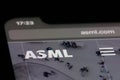 close up ASML company brand logo