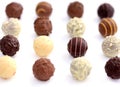 Close-up Assorted of chocolate candies on white background. Royalty Free Stock Photo