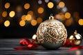 Close-up of assorted Christmas baubles on a table