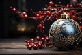 Close-up of assorted Christmas baubles on a table