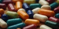 Close-up of assorted colorful capsules and pills. Royalty Free Stock Photo