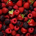 Close up of assorted fresh berries - raspberry and black raspberry, Vegetarian food