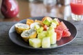 Assorted fresh fruit slices for dessert Royalty Free Stock Photo