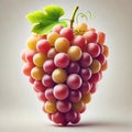 A close-up of assorted grapes with various colors such as yellow, red, and pink, arranged in a visually appealing pattern on a Royalty Free Stock Photo