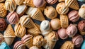 Close Up of Assorted Ice Cream Cones Royalty Free Stock Photo