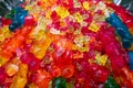 assorted marmalade bears on the counter in a candy store