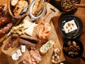 Close up Assorted Mouth Watering Tapas on Table Royalty Free Stock Photo