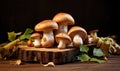 Close-up of assorted mushrooms. Created by AI