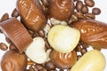 Close Up Of Assortment Of Chocolate Mixed With Coffee Beans