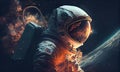 Close up of an astronaut floating in outer space, generative AI