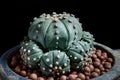 Close up astrophytum asterias cactus in planting pot Royalty Free Stock Photo