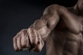 Close-up of athletic muscular arm and core Royalty Free Stock Photo