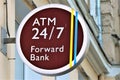 Atm bank machine signboard used for withdraw cash, pay services and other financial operations.