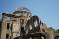 A close-up of the atomic dome is a historic World War II building in the Hiroshima Peace Memorial Park in Hiroshima, Japan. Royalty Free Stock Photo