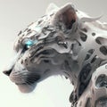 Close Up of atompunk style portrait of white tiger generative AI Royalty Free Stock Photo